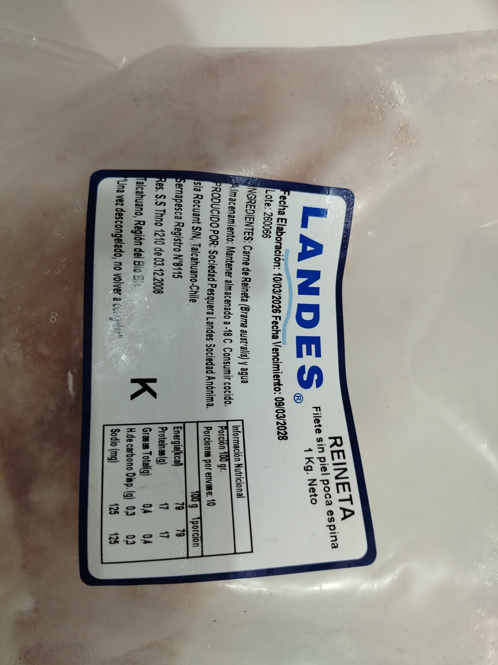 Reineta filete congelado Landes 1 kilo kosher
